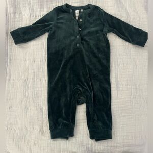 Hanna Andersson Velvet Long-Sleeve One-Piece - Dark Green